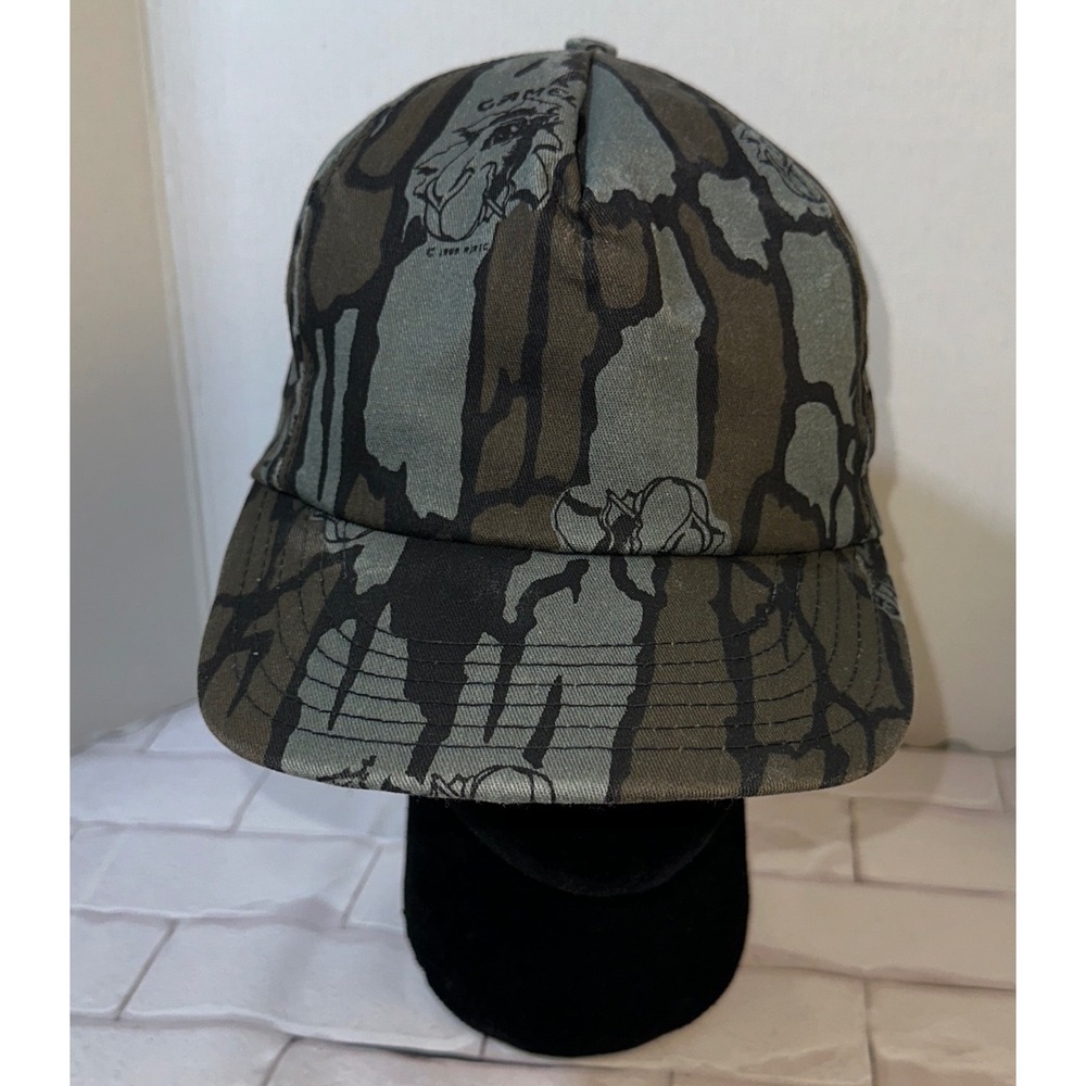 Vintage 1992 Joe Camel Bark Camo Snapback Hat Mens Green Made in USA RJRTC Cap